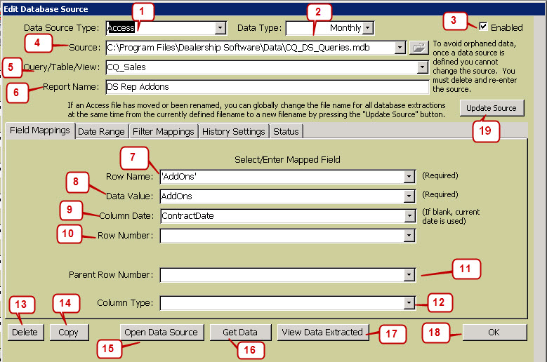 Edit Database Source