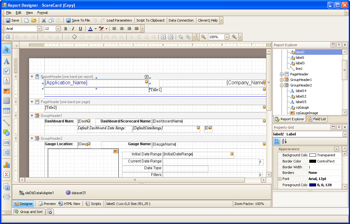 Report designer software